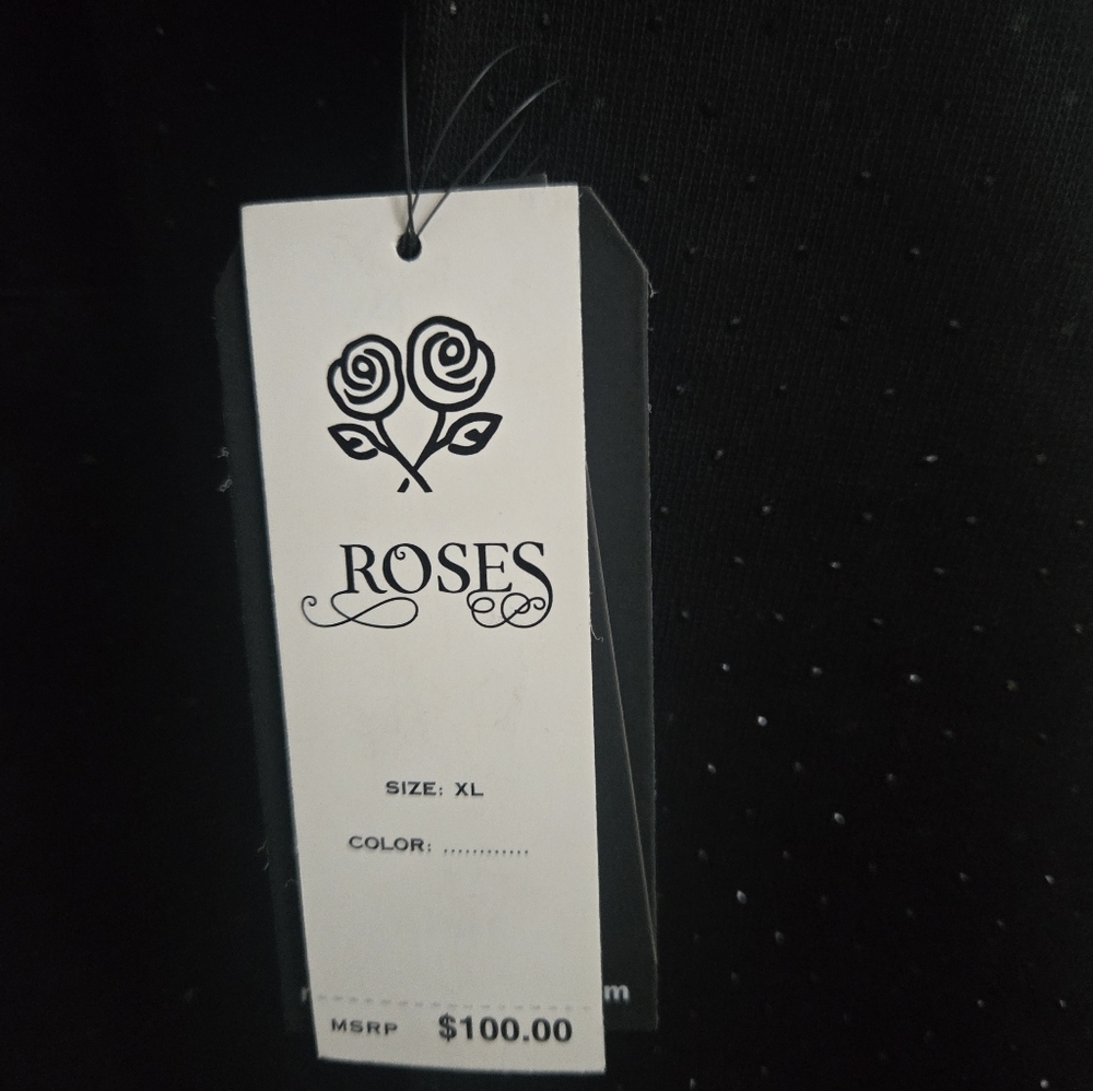 Black Hoodie with Embroidered Rose Design